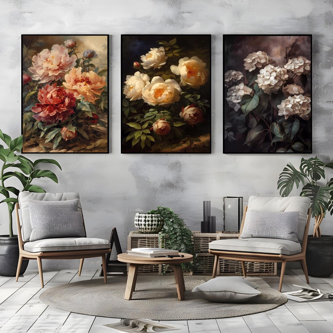 Dark Academia Floral Wall Art – Moody Still Life Roses | Gothic Vintage ...