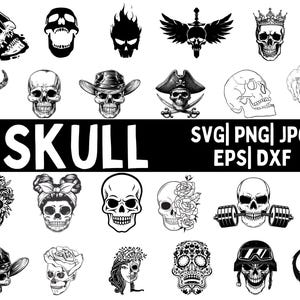 Skulls SVG Bundle, Skeleton svg Bundle, Skull Cut files for Cricut, Skull Clipart, Skull Silhouette, Skeleton svg, Skull Vector