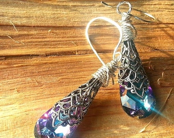 Alexandrite Bridal Earrings, Color Change Princess Jewelry, Fantasy Gift for Her