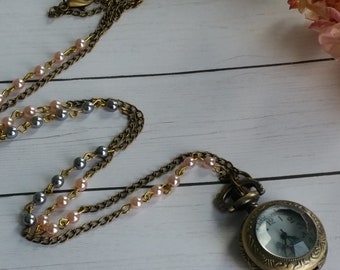 Watch Necklace, Locket, Locket Necklace, Clock Necklace, Weddings, Victorian Watch Necklace, Free Shipping, Jewelry, Grad gifts, Unique gift