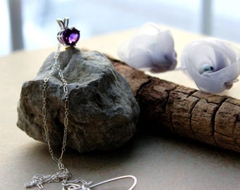 Amethyst Heart Necklace, Sterling Silver Gemstone Jewelry, Graduation Gift for Her