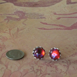 Gifts under 30, Fire Opal Earrings, Dragon&#39;s Breath Earrings, Studs, Cosplay, Larp, Wife Gift, Girlfriend Gift, Gifts for Her, Fall Gifts
