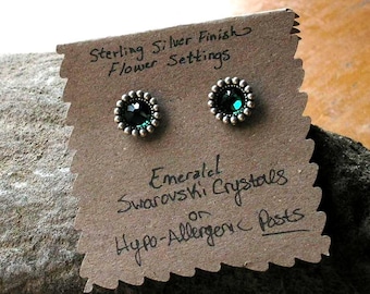 Post Earrings, Custom Earrings, Emerald Earrings, Studs, Birthstone, Weddings, Bridesmaids, Gift for Wife, Mother's Day Gifts, Spring gifts