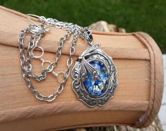 Blue Opal Dragonfly Necklace, Dragonfly Jewelry, Wedding Gift for Her