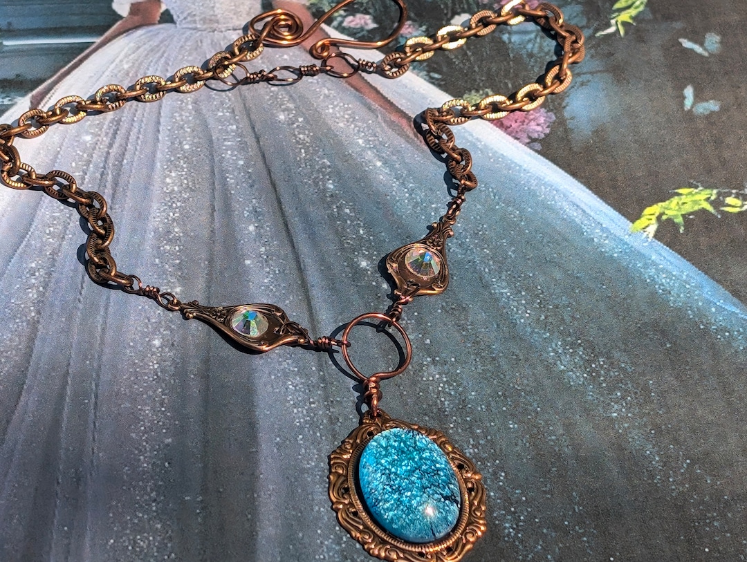 Modern Day Cinderella Necklace, Aqua Blue Necklace, Free Shipping ...