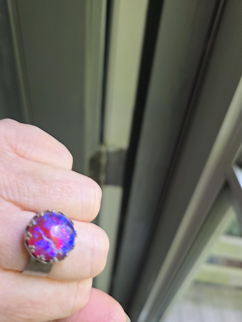 Dragon Breath Fire Opal Ring Mexican Fire Opal Fantasy Medieval Jewelry, RPG Cosplay Gift image 5
