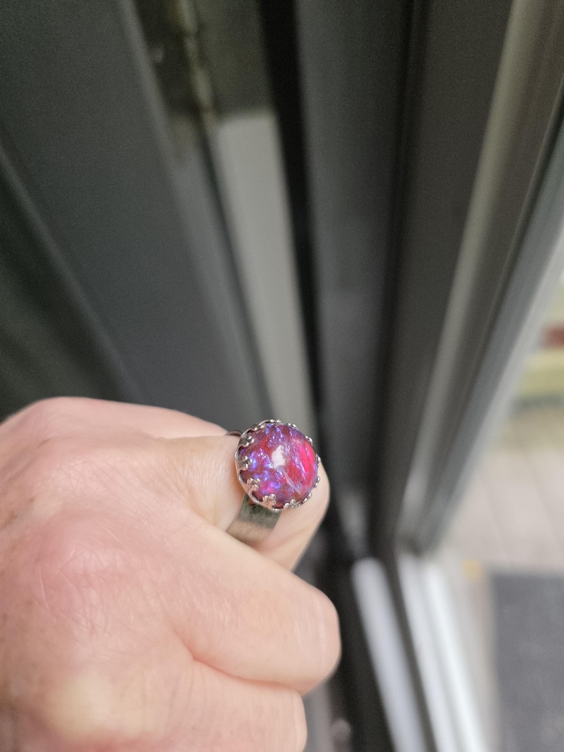 Dragon Breath Fire Opal Ring Mexican Fire Opal Fantasy Medieval Jewelry, RPG Cosplay Gift image 8