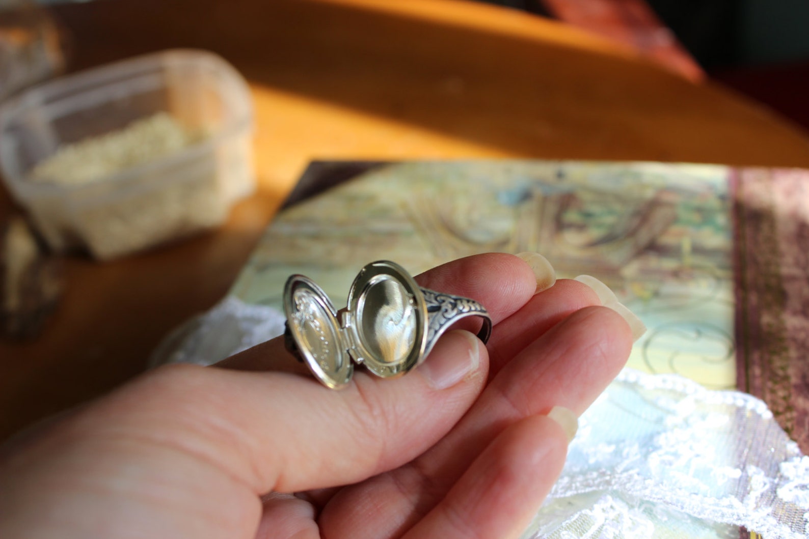 Secret Locket Ring Locket Ring Birthstone Locket Ring Etsy