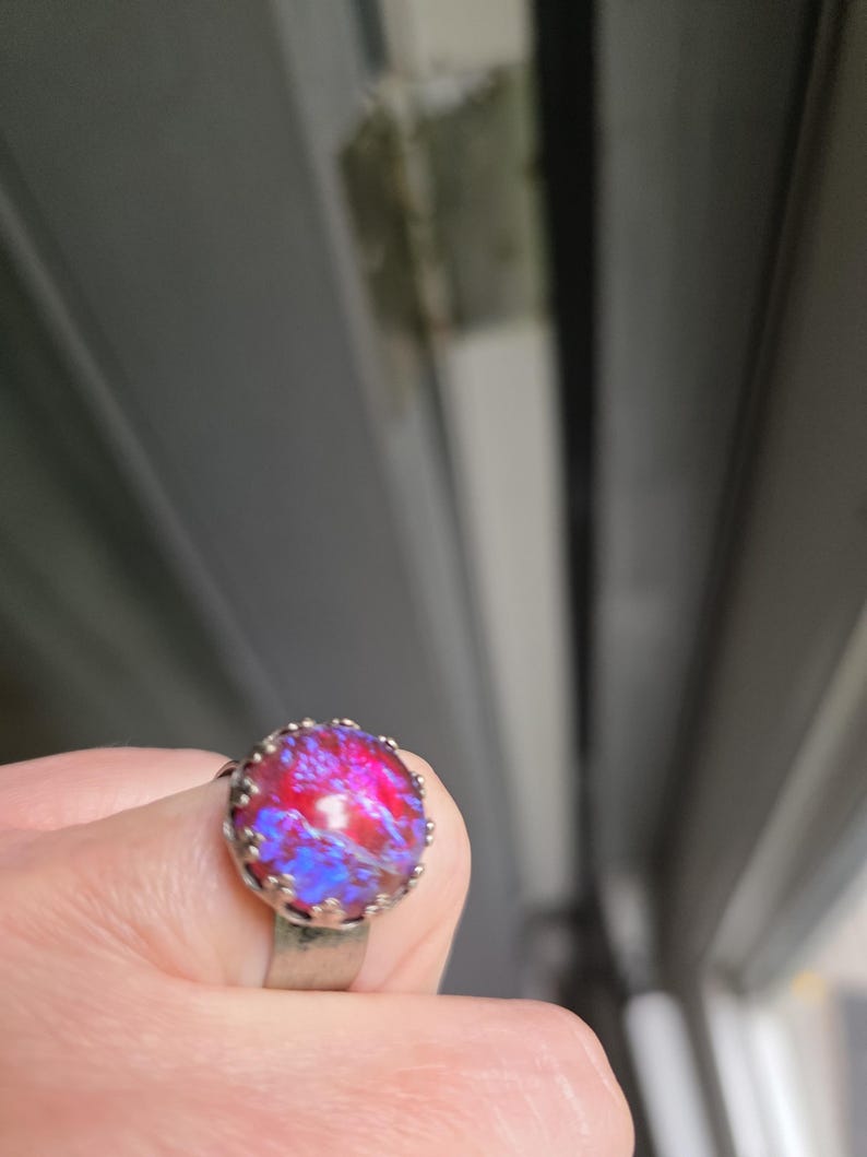 Dragon Breath Fire Opal Ring Mexican Fire Opal Fantasy Medieval Jewelry, RPG Cosplay Gift image 3