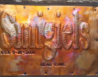 Bear's Cave Sign, Copper Sign, Custom Sign, Anniversary gift, Guy sign, Barn wedding, housewarming, Man Cave, Weddings, Fall, Christmas gift