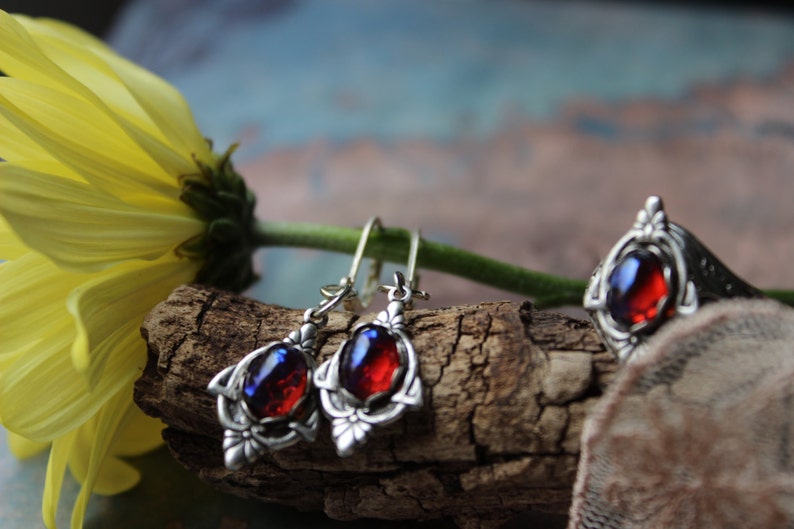Dragon's Breath Fire Ring, Dragon's Breath Earrings, Mexican Fire Opal Ring, Free Shipping, Gift for Wife, Mother's Day Gift, Cosplay, LARP image 4
