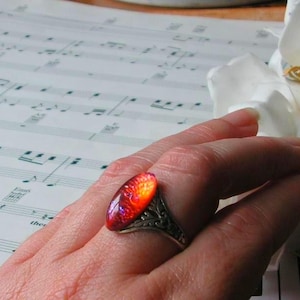 Dragon&#39;s Breath Ring, Fairytale Ring,  Fire Opal ring, Mexican Fire opal ring, Rings, Free Shipping, Winter gifts, Cosplay, LARP, Fall Gifts