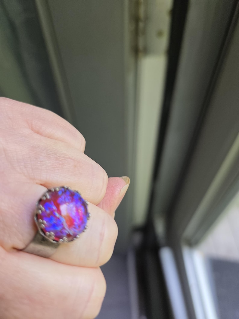 Dragon Breath Fire Opal Ring Mexican Fire Opal Fantasy Medieval Jewelry, RPG Cosplay Gift image 1