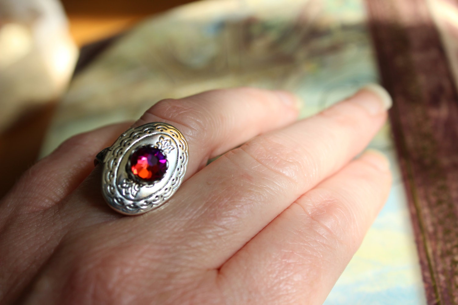 Secret Locket Ring Locket Ring Birthstone Locket Ring Etsy