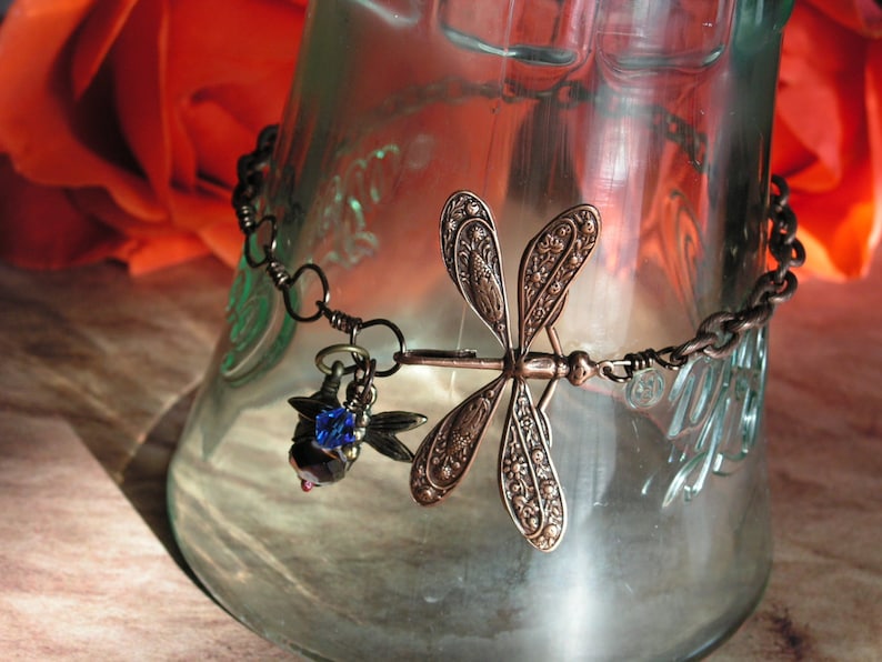 weddings Anklet Bracelet Dragonfly Anklet bridesmaid gifts Dragonfly Bracelet Christmas gifts Copper Dragonfly Bracelet Fall gifts