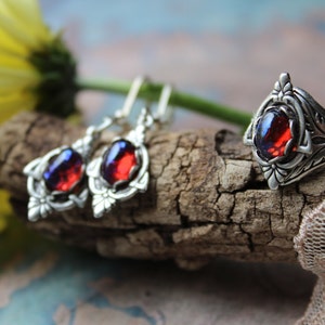 Dragon's Breath Fire Ring, Dragon's Breath Earrings, Mexican Fire Opal Ring, Free Shipping, Gift for Wife, Mother's Day Gift, Cosplay, LARP image 1