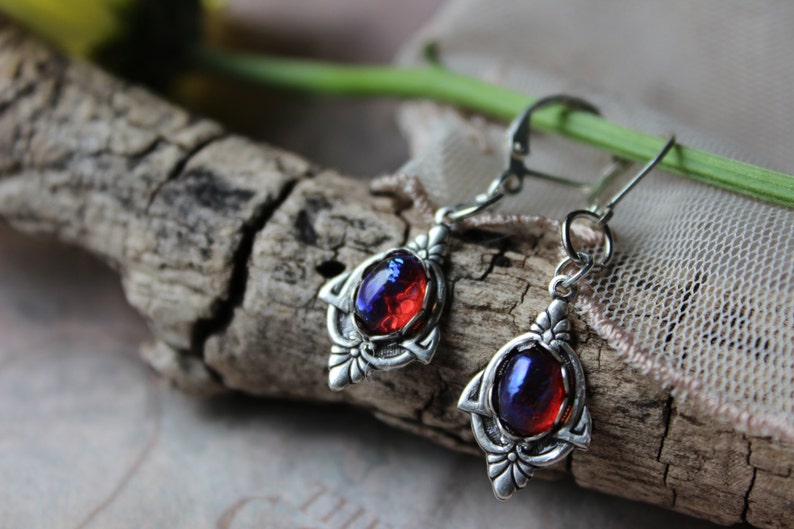 Dragon's Breath Fire Ring, Dragon's Breath Earrings, Mexican Fire Opal Ring, Free Shipping, Gift for Wife, Mother's Day Gift, Cosplay, LARP image 2