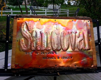 Custom Copper Sign, Personalized Barn Wedding Sign, Anniversary Wall Decor