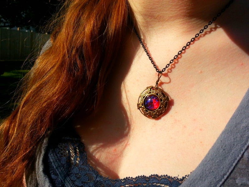 Mystic Dragon Fire Necklace, Dragon Breath Opal Pendant, Fantasy RPG Cosplay Ren Faire Jewelry image 7