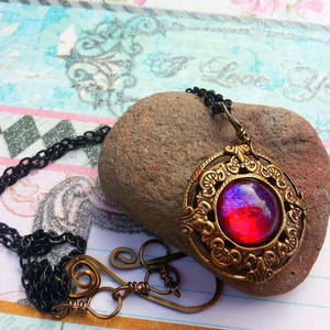 Mystic Dragon Fire Necklace, Dragon Breath Opal Pendant, Fantasy RPG Cosplay Ren Faire Jewelry image 1