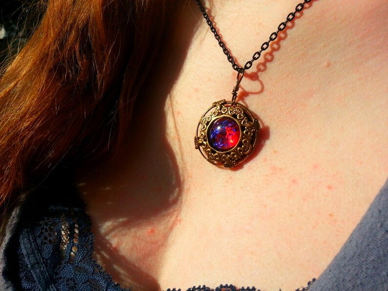 Mystic Dragon Fire Necklace, Dragon Breath Opal Pendant, Fantasy RPG Cosplay Ren Faire Jewelry image 2