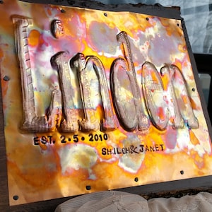 Copper Sign, 7 year Anniversary, Custom Sign, Anniversary gift, Father&#39;s day, Custom phrase sign, office sign, Name sign, housewarming, shop