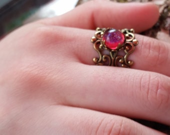 Dragon Fire Ring and Earrings Set, Fantasy Jewelry, Fire Opal Ring Set, RPG Gift, Woodland Enchanted Jewelry, Gift for Her