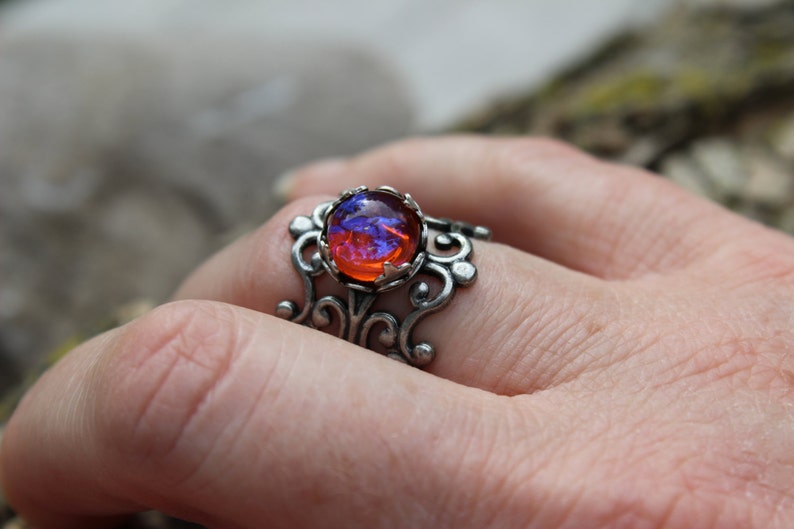 Dragon's Breath Earrings, Dragon's Breath Ring, Opal Ring, Opal Earrings, Mexican Fire Opal Ring, Free Shipping, Gift for Wife, Mother's Day image 5