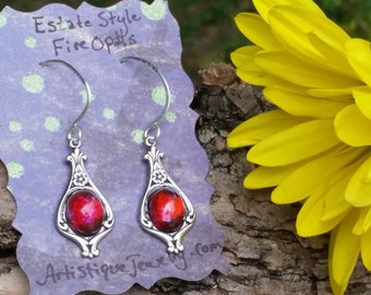 Mexican Fire Opal Earrings Dragon Breath Crystal Fantasy Jewelry Ren Faire Gift