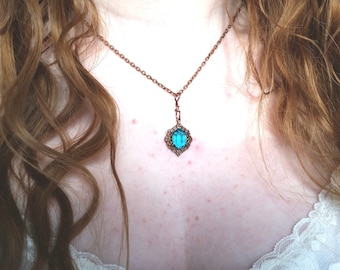Bermuda Sea Necklace, Ocean Blue Statement Necklace, Vintage Style Jewelry, Bridal Necklace, Wedding Gift for Her, Beach Jewelry
