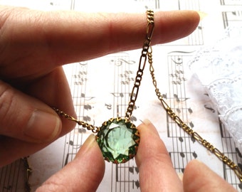 Peridot Crown Necklace, Elven Princess Fantasy Jewelry, Green Forest RPG Gift