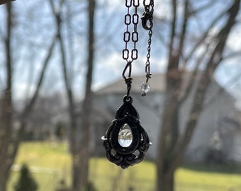 Crystal Quartz Sphere Necklace, Elven Princess Jewelry, Christmas Gift
