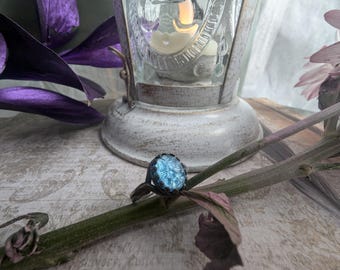 Ren Faire Ring Love, Elsa Lost in the Ice Forest Ring, Sterling, Aqua Opal, Adjustable Ring, Gift for Wife, Girlfriend, Cosplay, Fall Gifts