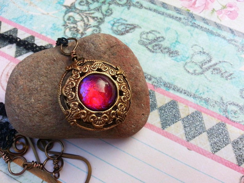 Mystic Dragon Fire Necklace, Dragon Breath Opal Pendant, Fantasy RPG Cosplay Ren Faire Jewelry image 5