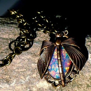 Enchanting Jewel Gifts, Dragonfly Pink Fire Opal Necklace, Fire Opal Necklace, Pink Opal Necklace, Opal Necklace, Dragonfly Necklace, Fall