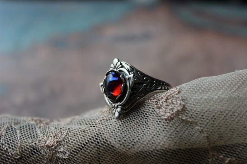 Dragon's Breath Fire Ring, Dragon's Breath Earrings, Mexican Fire Opal Ring, Free Shipping, Gift for Wife, Mother's Day Gift, Cosplay, LARP image 3