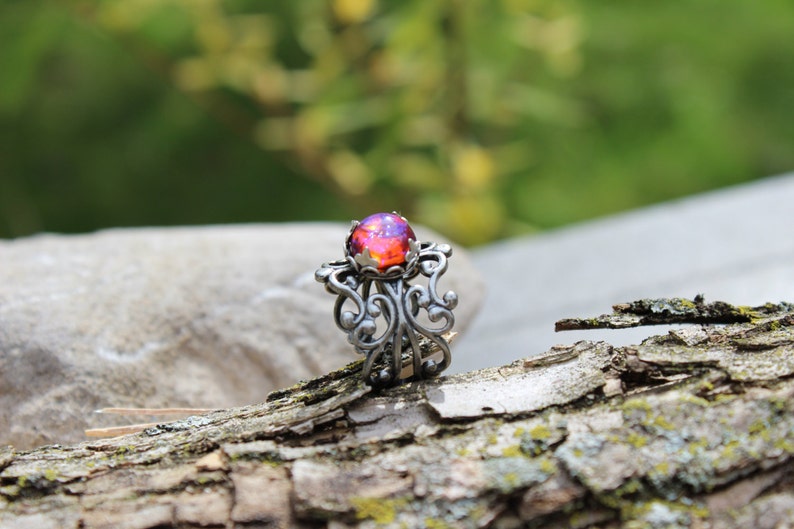 Dragon's Breath Earrings, Dragon's Breath Ring, Opal Ring, Opal Earrings, Mexican Fire Opal Ring, Free Shipping, Gift for Wife, Mother's Day image 4