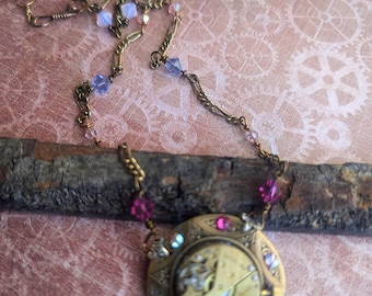 Convertible Watch Movement Necklace Bracelet, One of a Kind Steampunk Jewelry, Reversible Timepiece Pendant, Time Traveler Jewelry, Cosplay