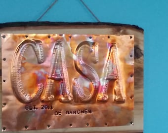 Custom Copper Casa Sign, Personalized Wall Hanging, 7th Anniversary Gift