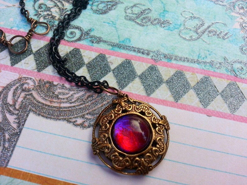 Mystic Dragon Fire Necklace, Dragon Breath Opal Pendant, Fantasy RPG Cosplay Ren Faire Jewelry image 3