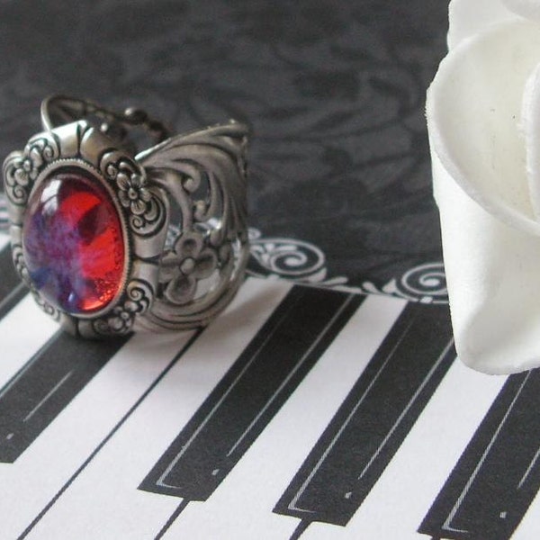 Fire Opal Ring, Dragon Breath Ring, Royal Ring, Victorian Ring, Statement Ring, special Events, Ring Sale, Free Shipping, Ren Faire, Winter