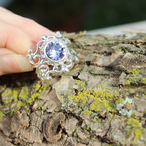 Princess Lavender Ring, Halo Ring, Filigree Ring, Weddings, Free Ship, Cosplay, Larp, Birthday gifts, Christmas in July, Gifts for her, Gift