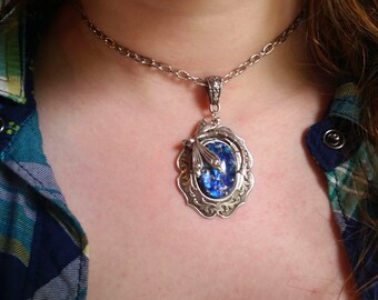 Dragonfly Sapphire Blue Opal Necklace, Something Blue Wedding Jewelry