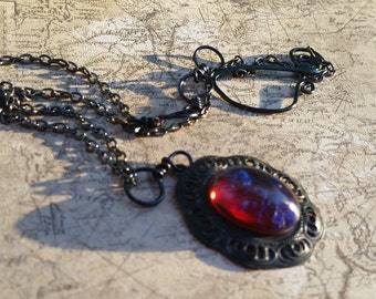 Deep Fire Necklace, Blackened Dragon's Breath Necklace, Free Shipping, Cosplay, LARP, Live Action Role Play, Gift for Her, Mother's Day gift