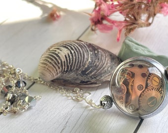 Cosplay Skeleton Ball Watch Necklace, RarePools of Light Necklace, Mechanical Watch, Leicht-Mayer Lucerne Ooak, Spring gifts, Mom Gift