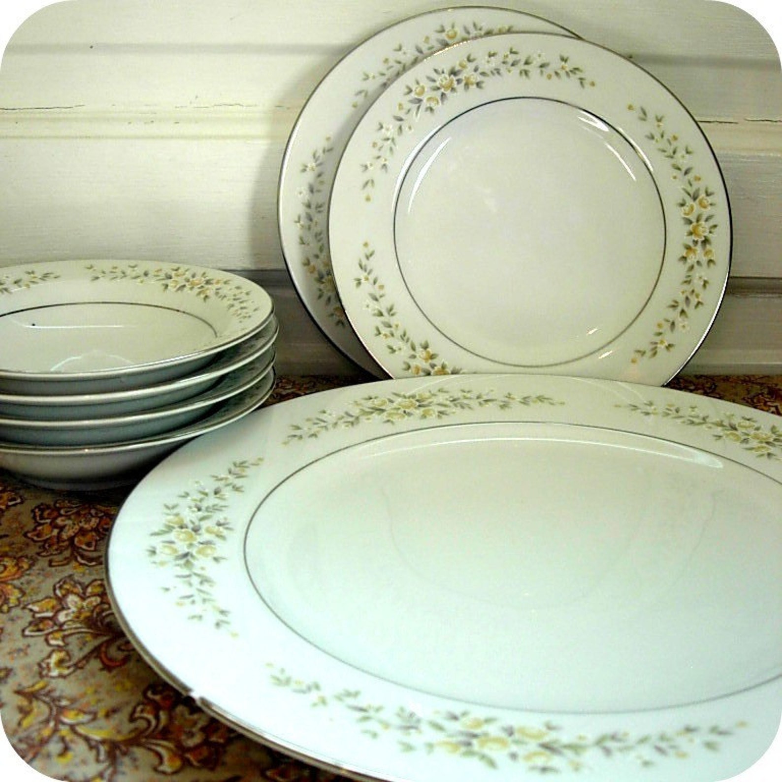 Crown Victoria Carolyn Fine China SET of 7 pieces Etsy