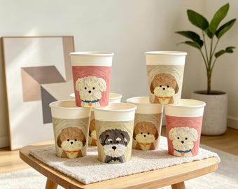 Cute Cartoon Puppy Paper Cups, Disposable Party Cups, Oil Painting Dog Drink Cups, Puppy Birthday Decor, Mixed Dog Cup Set for Parties