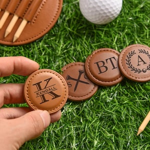 Personalized Golf Ball Marker, Custom Golf Ball Marker, Leather Marker, Gift For Golfers, Anniversary Golf Gift, Birthday Golf Gift