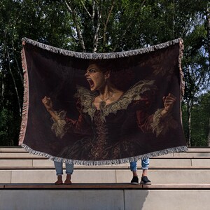 Crimson Fury Vampiress Woven Blanket + Tapestry