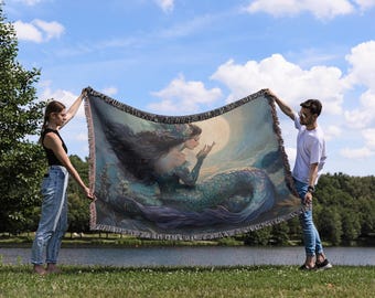 Moonlight Mermaid Woven Blanket + Tapestry